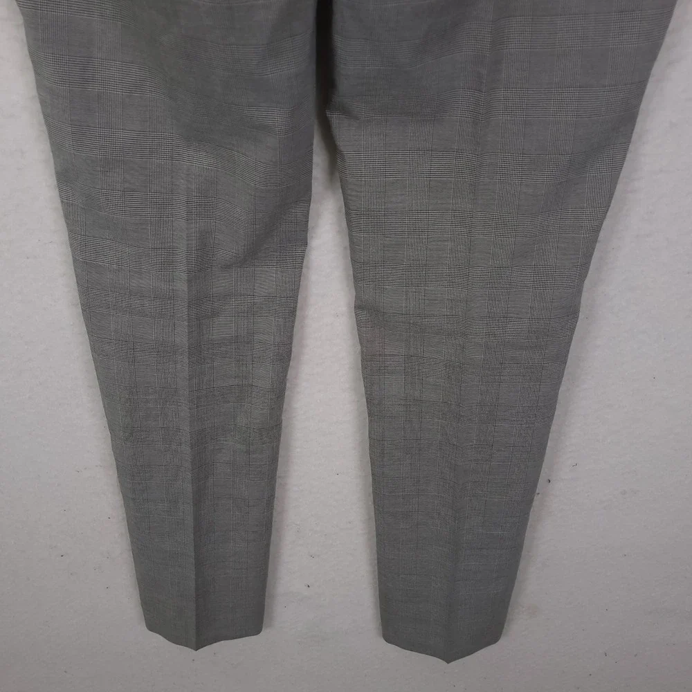 Uniqlo Kando Pants Men 35x34 Grey Glen Plaid Performance Dress Trousers Slim Fit
